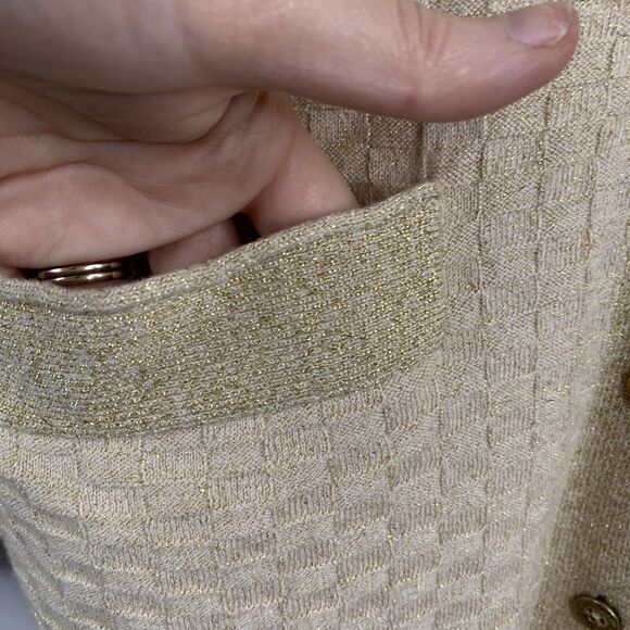 Marc Marc Jacobs Sz M Cardigan Sweater Gold Cornsilk Multi Wool Cashmere Blend - Picture 4 of 10